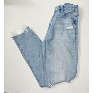 American Eagle Jeans Women's 2 Curvy Mom Jean Stretch Raw Hem Distressed Punk